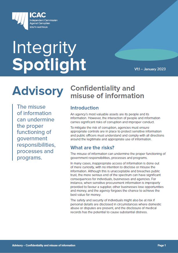 Image of the cover of the Confidentiality and Misuse of Information Integrity Spotlight