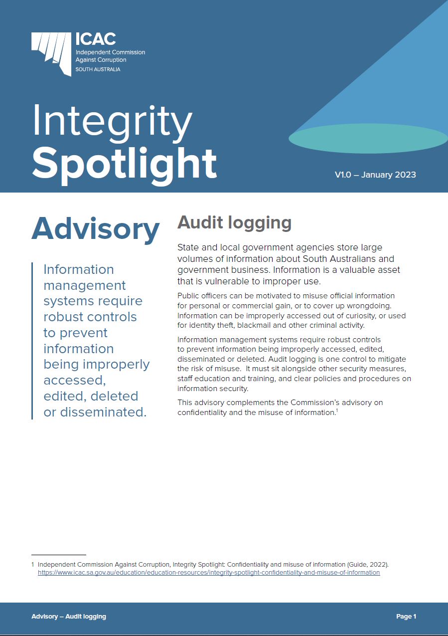 Cover of Audit Logging advisory